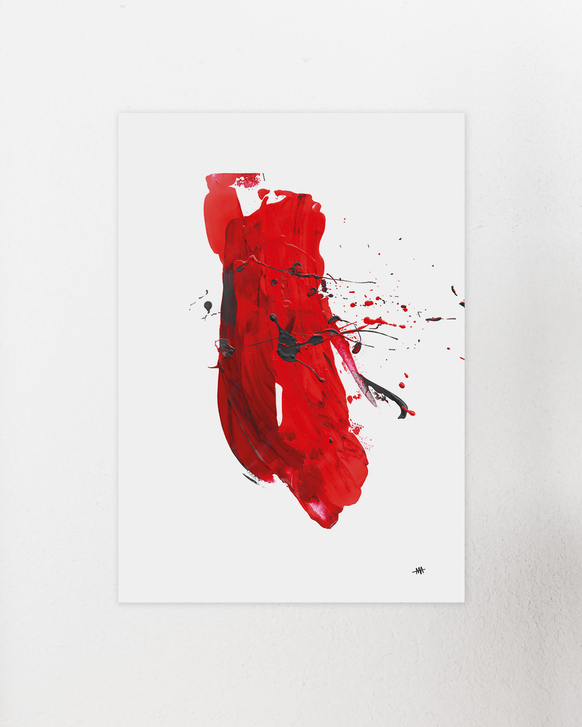 Exklusiver Kunstrdruck von vandrangl. redSquashi basiert auf einer Acryl Mischtechnik im modern minimalistischen Stil.